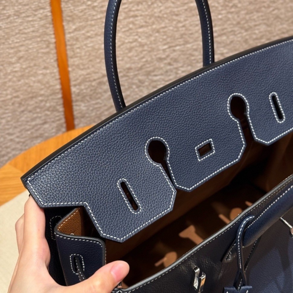 Сумка Hermes Birkin 35 Togo Blue Saphir/Cognac